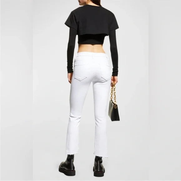 MOTHER The Insider Crop Step Fray in Fairest of them All White Jeans Denim 31 - Picture 7 of 16